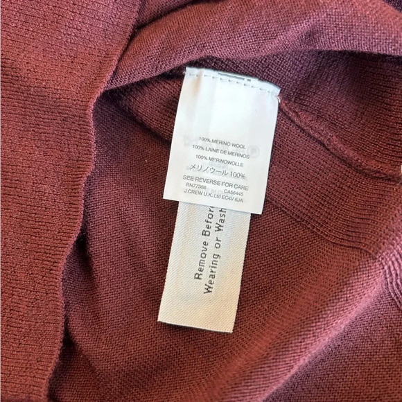 J Crew Burgundy Bell Sleeve Sweater 100% Merino Wool Size XS - Picture 5 of 9